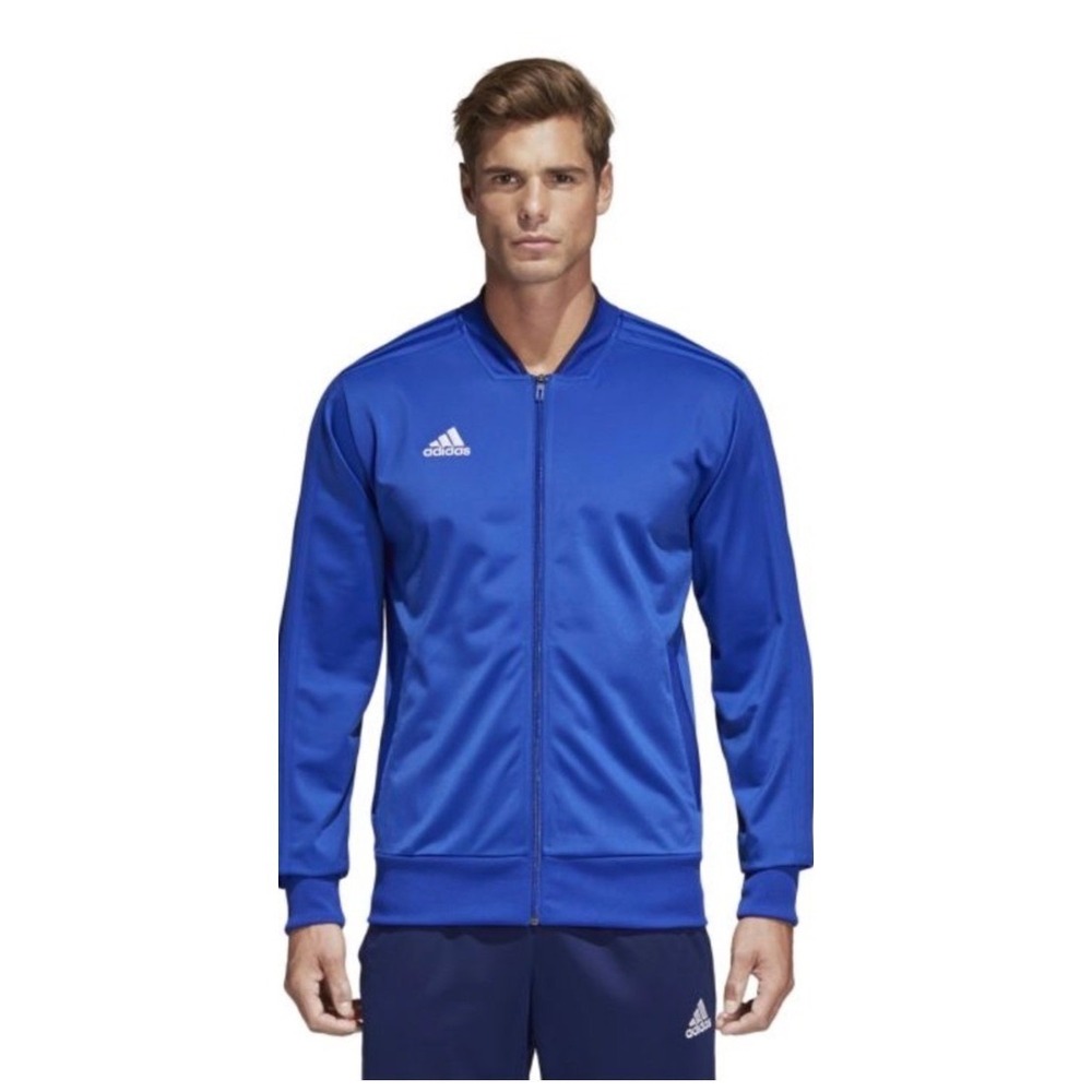Adidas Track Jacket Full Zip Blue 3‎ Stripes Athletic Training Activewear